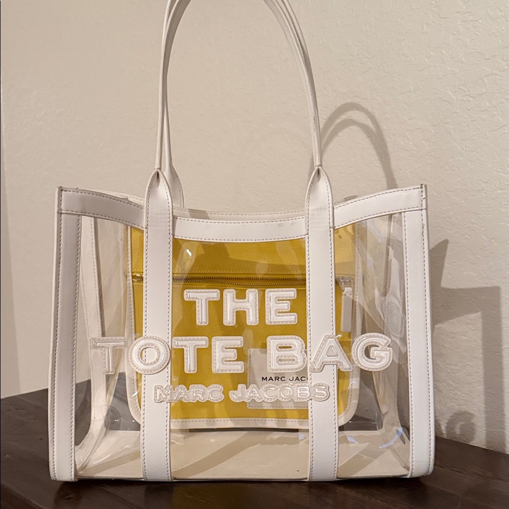 Marc Jacobs Clear Tote with White Trim and Yellow Insert